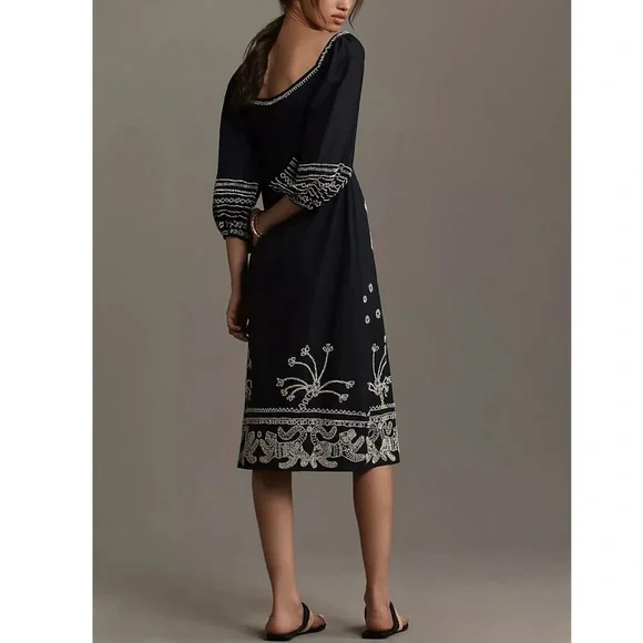 FARM Rio Beaded Midi Dress Sweetheart Neck Cutout Sz Small - Picture 3 of 12